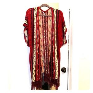 Red white and Blue Kimono with fringe.